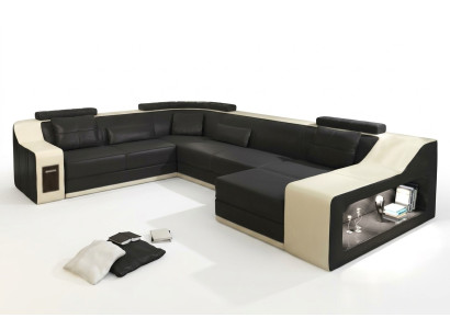 Kůžená sedací souprava pohovka rozkládací pohovka rohová sestava Design Moderní Pohovka Nová B2017