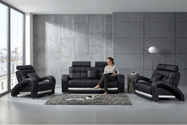 Ledersofa Couch Wohnlandschaft 3+2+1 Sitzer Garnitur Design Modern Sofa B2023