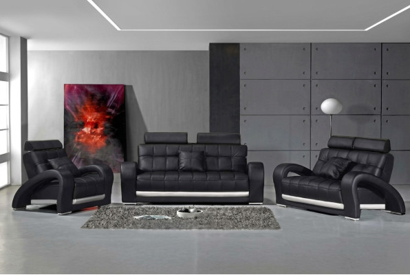 Ledersofa Couch Wohnlandschaft 3+2+1 Sitzer Garnitur Design Modern Sofa B2023