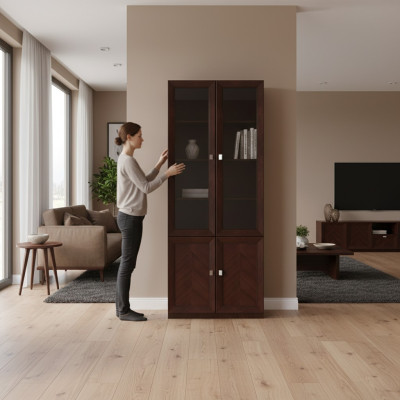 System Büro Möbel Vitrine Aktenschrank Klassischer Holz Schrank Regal