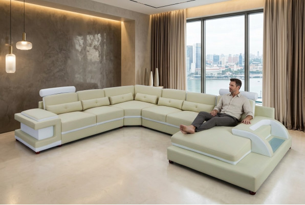 Ledersofa XXL Big Sofas Sofa Couch Couch Polster Ecksofa Wohnlandschaft Leder