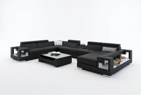 XXL Big Wohnlandschaft Ledersofa Sofa Couch Polster Sofas Garnitur