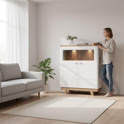 Vitrine Aktenschrank Schrank Vitrinen Büro Wohnzimmer Hochschrank Regal Neu ASKB