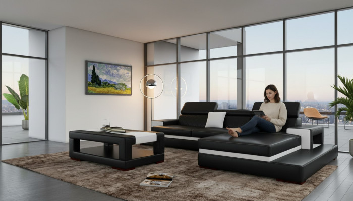 XXL Ledersofa Ecksofa Design Big Sofa Couch Polster Eck Sitz Garnitur