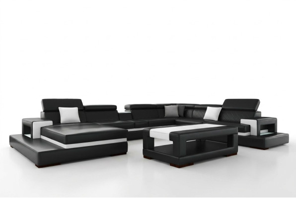 XXL Ledersofa Ecksofa Design Big Sofa Couch Polster Eck Sitz Dekor Garnitur