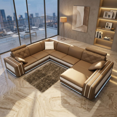 XXL Big Wohnzimmer Sofa Ecksofa Eck Couch Sitz Garnitur Leder Sofas