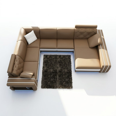 XXL Big Wohnzimmer Sofa Ecksofa Eck Couch Sitz Garnitur Leder Sofas