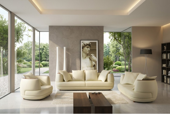 Luxus Design Sofagarnitur Klassische Leder Couch Polster Sitz Set Sofa