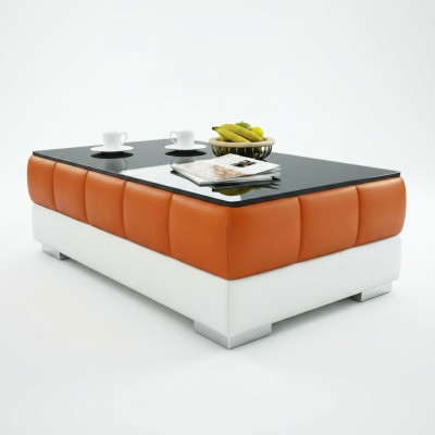 Sofatisch Design Tisch Wonzimmer Glas Leder Couch Sofa Beistell Kaffee