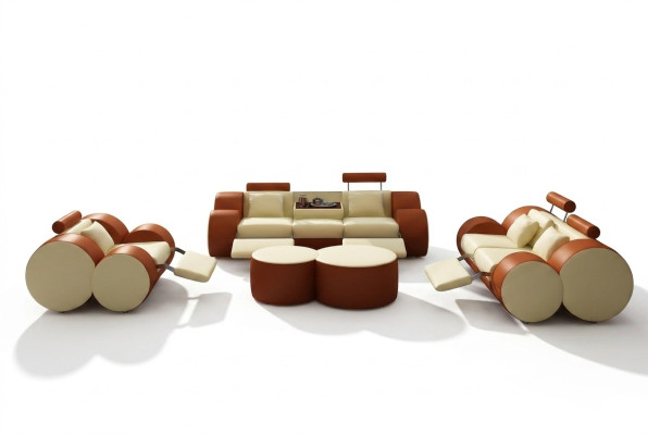 Designer Polster Sofagarnitur Set XXL Ledersofa Couch 3+2+1 Modern Sofa Sofas