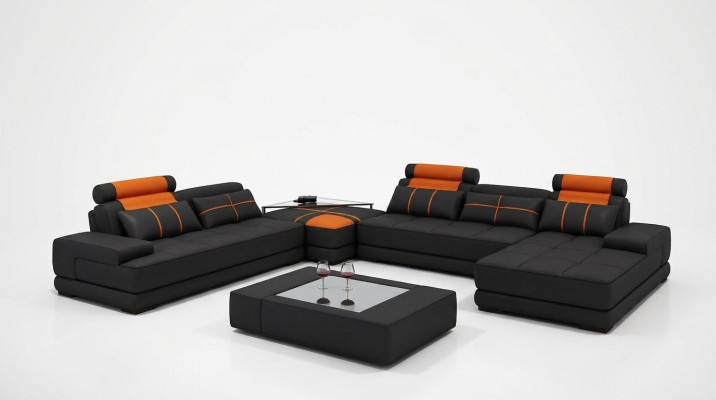 Designer Polster Ledersofa Couch U-Form Modern Sofa Wohnlandschaft Návrhářská kožená pohovka U-formy Moderní sedací souprava