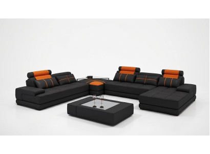 Designer Polster Ledersofa Couch U-Form Modern Sofa Wohnlandschaft Návrhářská kožená pohovka U-formy Moderní sedací souprava