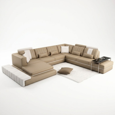 XXL Design Polster Garnitur Ledersofa Couch U-Form Modern Sofa
