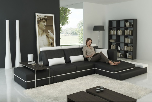 Moderne Wohnzimmer Ecksofa Couch Polster Eck Ledersofa Garnitur LForm