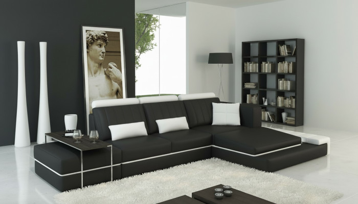 Moderne Wohnzimmer Ecksofa Couch Polster Eck Ledersofa Garnitur LForm