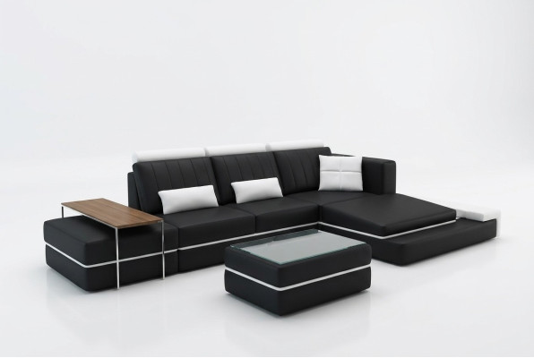 Moderne Wohnzimmer Ecksofa Couch Polster Eck Ledersofa Garnitur LForm