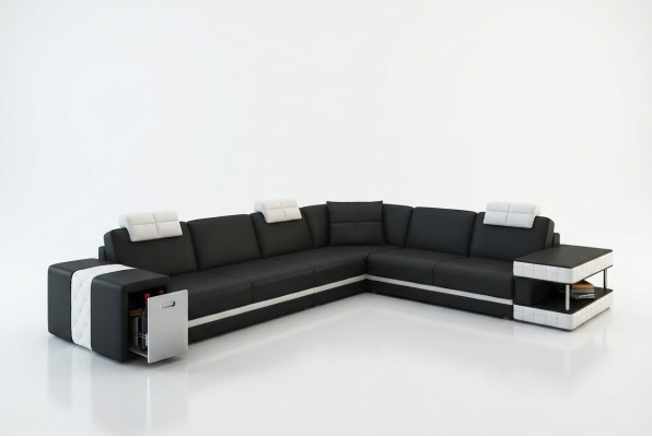 Ledersofa Sofa Couch Polster Ecke Sitz Eckgarnitur Wohnzimmer