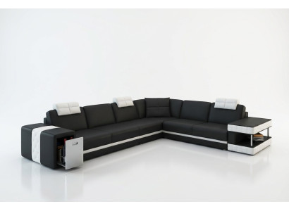 Ledersofa Sofa Couch Polster Ecke Sitz Eckgarnitur Wohnzimmer