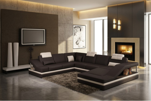 Moderne Wohnzimmer Ecksofa Wohnlandschaft Big XXL Leder Sofa