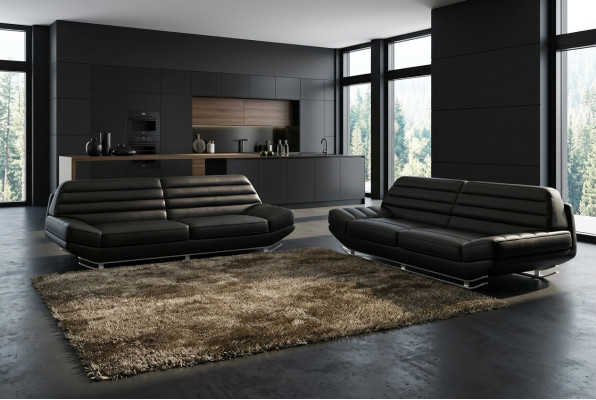 Sofagarnitur Design Couch 3+2 Set Polster Sofa Leder Wohnzimmer Garnituren