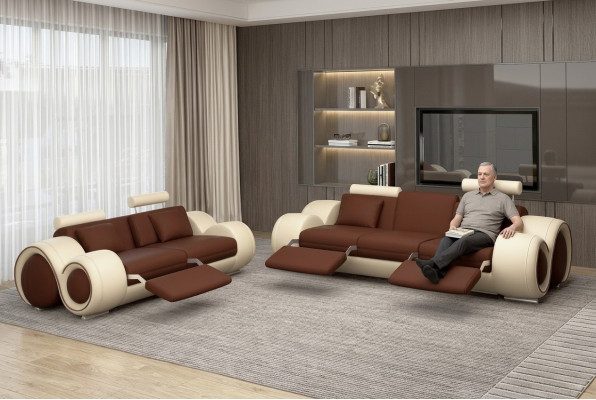 Sofagarnitur Design Pohovka 3+2 Set Polštářko Pohovka Kůže Sestavy Obývací pokoj
