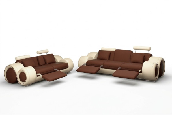 Sofagarnitur Design Pohovka 3+2 Set Polštářko Pohovka Kůže Sestavy Obývací pokoj