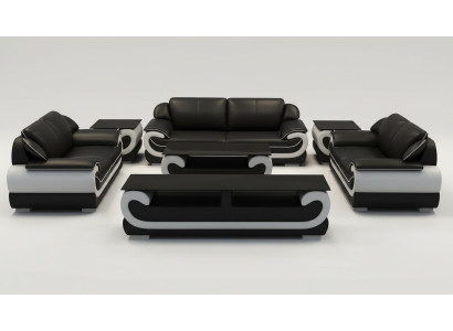 Ledersofa Couch Wohnlandschaft 3+2 Sitzer Design Modern Sofa 0615