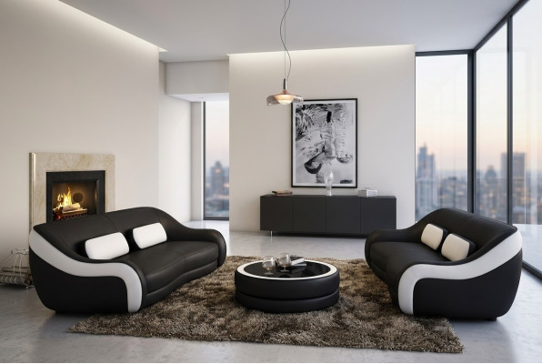 Sofa seto sedáků designu XXL potah kůže. Souprava sedacích garnitur 3+2 míst.