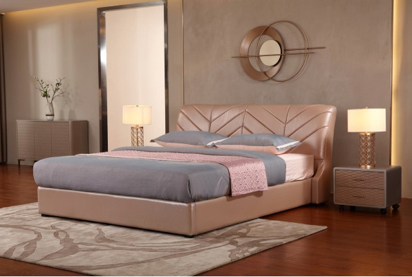 Moderní luxusní designová postel XXL, styl hotelových dvoulůžkových postelí v koženém provedení 140 160.
