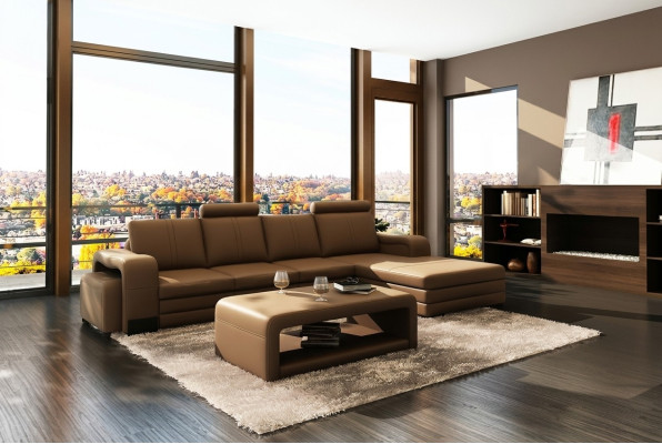 Kůžená pohovka, gauč, pohovky XXL, rohová sedací souprava ve tvaru L, design moderní