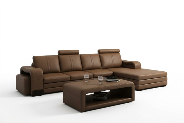 Kůžená pohovka, gauč, pohovky XXL, rohová sedací souprava ve tvaru L, design moderní