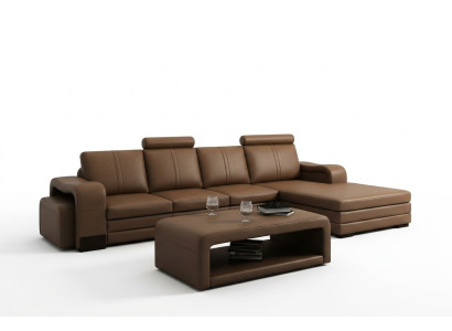 Kůžená pohovka, gauč, pohovky XXL, rohová sedací souprava ve tvaru L, design moderní