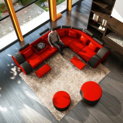 XXL Multifunktions Ledercouch Couch Big Sofa Polster Ecksofa Dekor Moderne