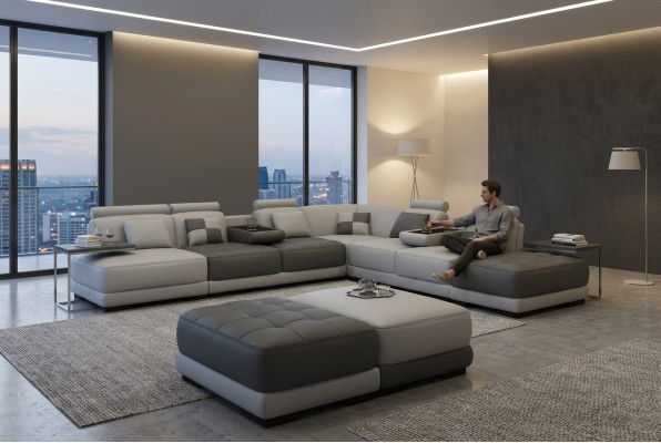 XXL Designer Wohnlandschaft Polster L Form Ecksofa Eck Garnitur Sofa