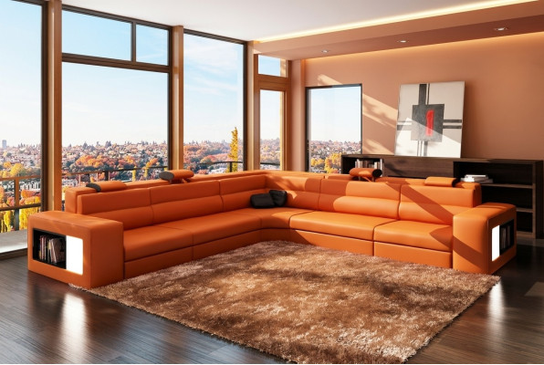 Design XXL Big Ecken Polster Eck Sofa Couch Leder Sofas Garnitur L Form