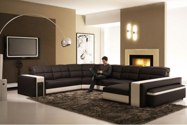 Design rohy Velký polstrovací rohový gauč kůže gauč sada XXL