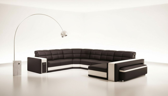 Design rohy Velký polstrovací rohový gauč kůže gauč sada XXL