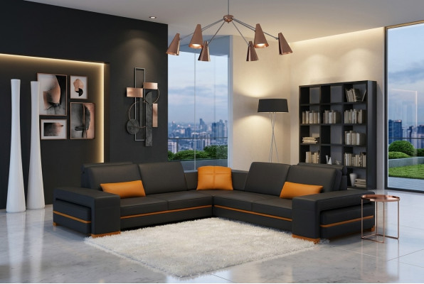 Přeloženo z němčiny do češtiny: Kožená pohovka Rozkládací pohovka Obývací koutová sedací souprava L tvar Design Dekor Moderní Pohovka Koutové Pohovky