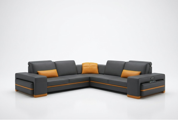Přeloženo z němčiny do češtiny: Kožená pohovka Rozkládací pohovka Obývací koutová sedací souprava L tvar Design Dekor Moderní Pohovka Koutové Pohovky