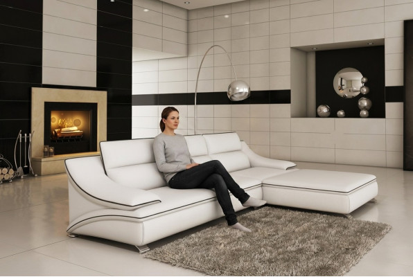 Design Polster Eck Sofa Couch Leder Sofas Garnitur Wohnlandschaft XXL