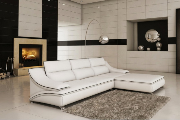 Design Polster Eck Sofa Couch Leder Sofas Garnitur Wohnlandschaft XXL