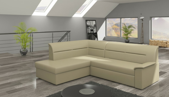 Design Ecksofa Elano L-form Bettfunktion Couch Leder Textil Sofas