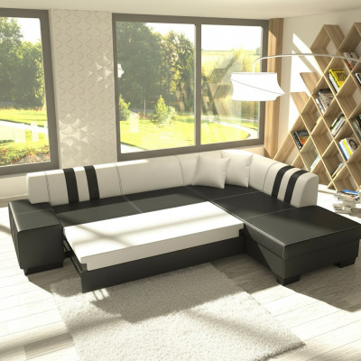 Klassisch Design Ecksofa Porto II Bettfunktion Couch Textil Sofas Schlaf Sofa