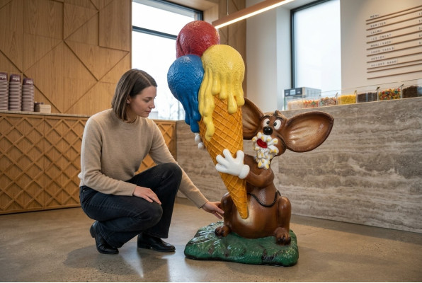 Design Maus mit Eis Figur Statue Skulptur Figuren Skulpturen Dekoration Eisdiele
