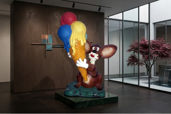 Design Maus mit Eis Figur Statue Skulptur Figuren Skulpturen Dekoration Eisdiele