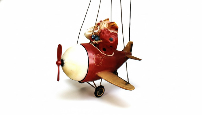Design Clown im Flugzeug Figur Statue Skulptur Figuren Skulpturen Deko P5019
