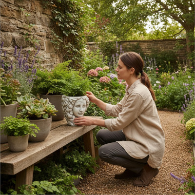 Blumenkübel Natur Pflanz Kübel Dekoration Figur Vasen Garten Blumentöpfe