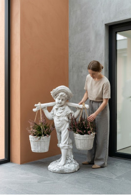 Figur Weiß Blumenkübel Pflanz Kübel Dekoration Figur Blumentöpfe Garten