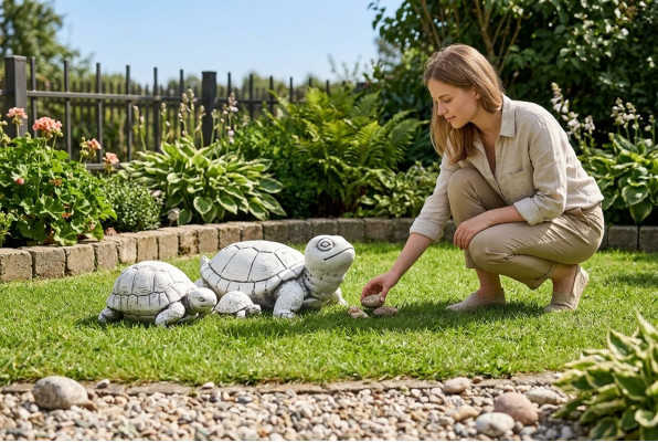 Garten Dekoration Schildkröte Terrasse Stein Figuren Figur Deko Statue