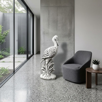 Garten Dekoration Kranich Terrasse Stein Figuren Figur Statue Skulptur